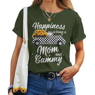 Happiness Is Being A Mom And Gammy Christmas Truck Plaid Women T-shirt | Mazezy AU
