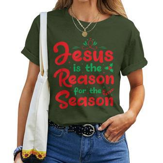 Jesus Is The Reason For The Season Christian Christmas Women T-shirt | Mazezy