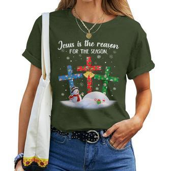 Jesus Is The Reason For The Season Christian Christmas Xmas Women T-shirt | Mazezy