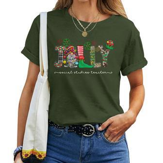 Jolly Social Studies Teacher History Teacher Christmas Women T-shirt | Mazezy