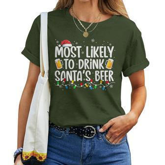 Most Likely To Drink Santa's Beer Christmas Drinking Women T-shirt - Thegiftio