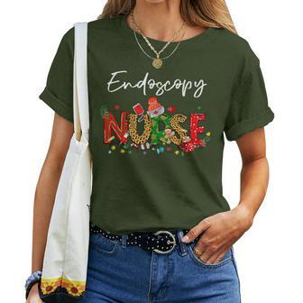Merry Christmas Nurse Endoscopy Nurse Christmas Pattern Women T-shirt | Mazezy