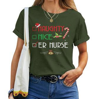 Naughty Nice Er Nurse Group Matching Christmas Xmas Women T-shirt - Monsterry UK