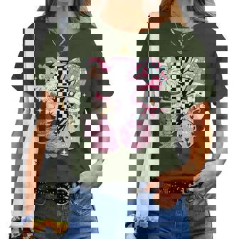 Pink Christmas Retro Santa Disco Snowman Groovy Xmas Women T-shirt - Thegiftio