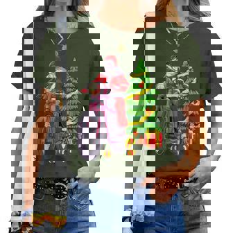 Santa On Motorcycle Biker Christmas Motorbike Women T-shirt | Mazezy