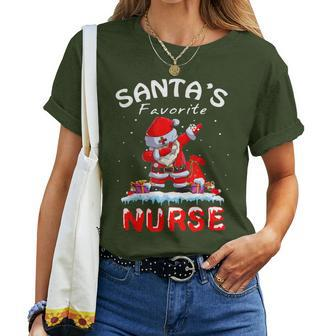 Santa's Favorite Nurse Christmas Dabbing Santa Women T-shirt - Monsterry UK