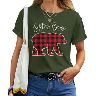 Sister Bear Pajama Red Buffalo Xmas Family Christmas Women T-shirt - Thegiftio UK