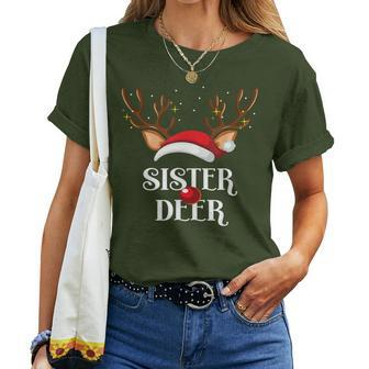 Sister Deer Family Matching Christmas Reindeer Party Women T-shirt - Monsterry AU