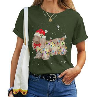 Sussex Spaniel Dog Christmas Light Xmas Mom Dad Women T-shirt | Mazezy UK