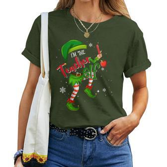 Teacher Elf Matching Family Group Christmas Party Pajama Women T-shirt - Monsterry
