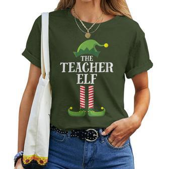 Teacher Elf Matching Family Group Christmas Party Women T-shirt - Seseable
