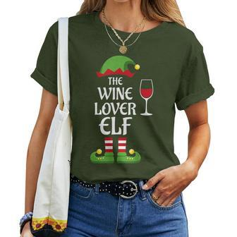 Wine Lover Elf Family Matching Group Christmas Women T-shirt | Mazezy