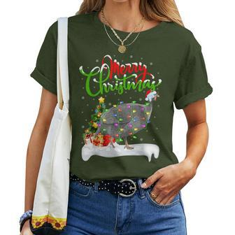 Xmas Lights Tree Santa Guinea Fowl Bird Merry Christmas Women T-shirt - Thegiftio UK