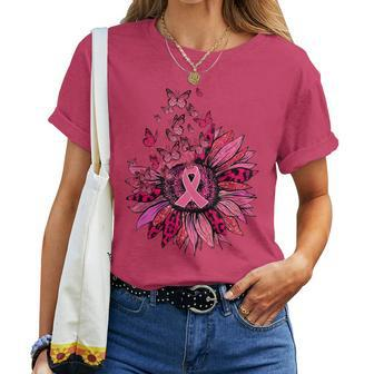 Support Squad Breast Cancer Awareness Pink Ribbon Butterfly Women T-shirt - Seseable