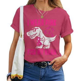 I Wear Pink For My Nana Breast Cancer Dinosaur Toddler Boys Women T-shirt - Thegiftio UK