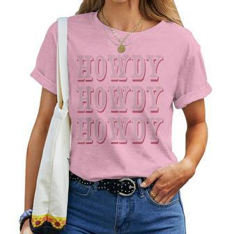 Howdy Preppy Pink Rodeo Western Country Southern Cowgirl Women T-shirt - Seseable
