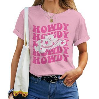 Howdy Southern Western Girl Country Rodeo Pink Cowgirl Retro Women T-shirt - Seseable