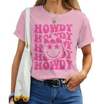 Pink Howdy Smile Face Rodeo Western Country Southern Cowgirl Women T-shirt - Monsterry DE