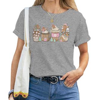 Coffee Christmas Gingerbread Pink Latte Cozy Winter Women T-shirt - Thegiftio