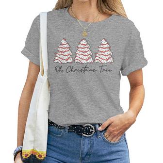 Groovy Oh Christmas Tree Xmas Lights Tree Cakes Debbie Women T-shirt | Mazezy