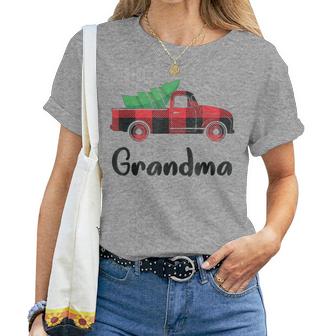 Matching Christmas Pajamas Cute Plaid Truck Grandma Women T-shirt | Mazezy