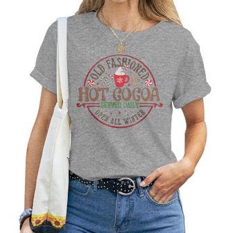 Old Fashioned Hot Cocoa Chocolate Retro Groovy Christmas Women T-shirt | Mazezy