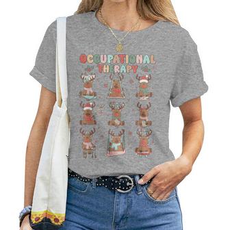 Retro Occupational Therapy Christmas Reindeers Ot Ota Women T-shirt - Seseable