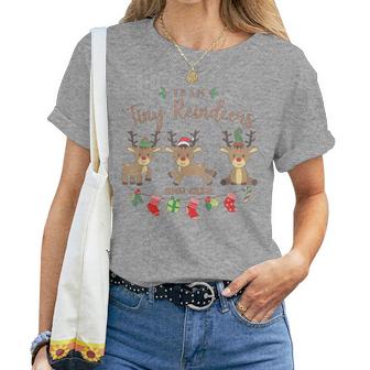 Team Tiny Reindeers Nicu Nurse Christmas Pajamas Women T-shirt | Seseable CA