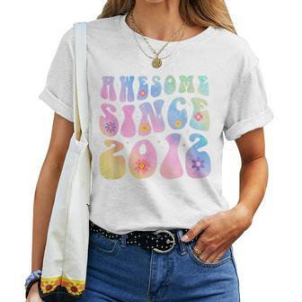 11 Year Old Awesome Since 2012 Tie Dye Flowers 11Th Birthday Women T-shirt | Mazezy