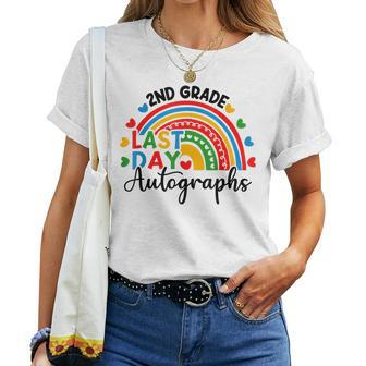 2023 Last Day Autograph School 2Nd Grade Rainbow Graduation Women T-shirt | Mazezy
