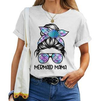 85D Messy Bun Mermaid Mama Family Matching Women T-shirt | Mazezy