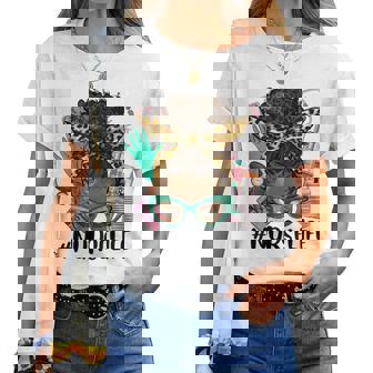 Afro Nurse Life Messy Bun Black African American Nurse Women T-shirt | Mazezy