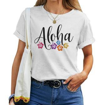 Aloha Hawaiian Hibiscus Flower Surfer Maui Kauai Hawaii Women T-shirt - Seseable