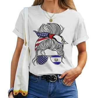 American Salvadoran Patriot Flag Women El Salvador Grown Women T-shirt - Seseable