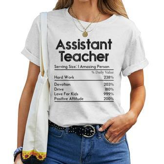 Assistant Teacher Nutrition Facts Teachers Women T-shirt | Mazezy
