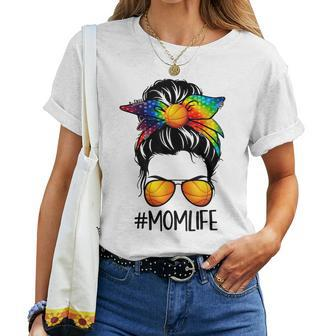 Basketball Mom Life Tie Dye Messy Bun Hair Women Women T-shirt | Mazezy