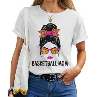 Basketball Mom Messy Bun Cute Basketball Lover Women Ladies Women T-shirt Casual Daily Crewneck Short Sleeve Graphic Basic Unisex Tee