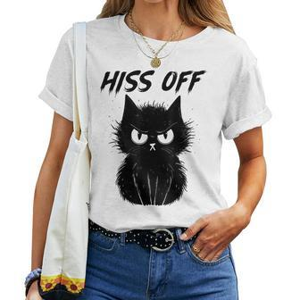 Black Cat Hiss Off For Meow Cat Women T-shirt | Mazezy