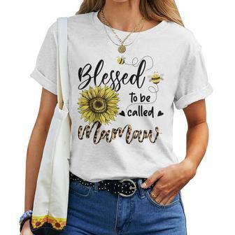 Blessed To Be Called Mamaw Leopard Sunflower And Bee Women T-shirt | Mazezy