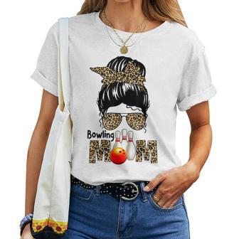 Bowling Mom Cute Leopard Cheetah Print Women Mama Women T-shirt | Mazezy