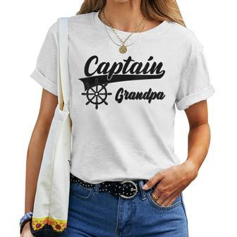 Captain Grandpa Boating Anchors & Wheel Boat Captain Women T-shirt | Mazezy