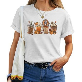 Cavalier King Charles Spaniel Fall Coffee Halloween Pumpkin For Coffee Lovers Women T-shirt | Mazezy