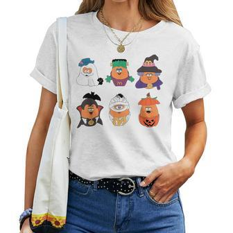 Chicken Nugget Halloween Retro 90S Pumpkin Boo Women T-shirt | Mazezy