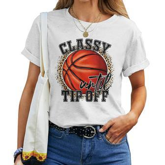 Classy Until Tip Off Basketball Mom Leopard Women Kids For Mom Women T-shirt | Mazezy CA