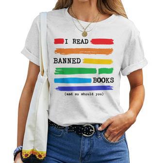 Colorful I Read Banned Books Rainbow Banned Books Week 2023 Women T-shirt - Thegiftio UK