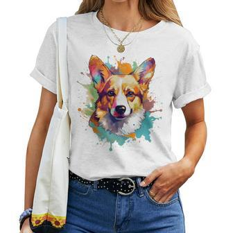 Corgi Mom Dog Lover Colorful Artistic Corgi Owner Women T-shirt