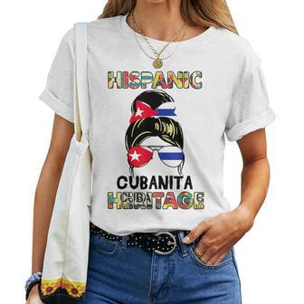 Cubanita Cuba Hispanic Heritage Month Cuban Flag Women T-shirt - Seseable