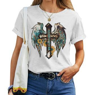 Cute Faith Western Cross For Christian Summer Country Boho Faith Women T-shirt | Mazezy