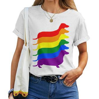 Dachshund Gay Pride Lgbt Rainbow Awareness Support Lgbt Women T-shirt | Mazezy
