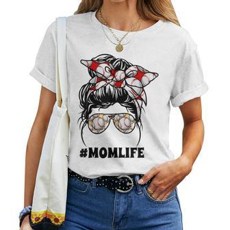Day Mom Life Softball Baseball Mothers Day Messy Bun Gift For Womens Women T-shirt Casual Daily Crewneck Short Sleeve Graphic Basic Unisex Tee